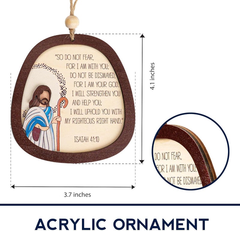 NELXI Religious Ornaments, Jesus Christmas Ornaments, Bible Verse Gifts for Men Women, Isaiah 41:10 Ornament with Inspiring Scripture, Christian Holiday Decor Keepsake for Faith Home - So Do Not Fear - Image 5